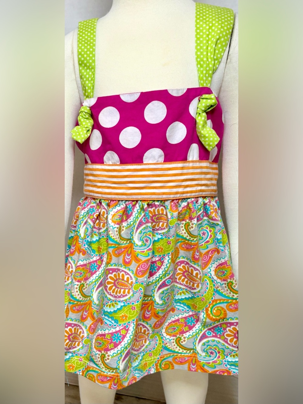 Millie Jay Girls Paisley Polka Dot Adjustable Tie Knot Sleeveless Top Size 4